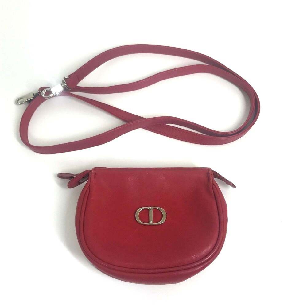 CHRISTIAN DIOR Red Leather Pochette Shoulder Bag - Picture 16 of 16